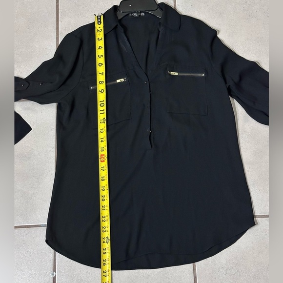 Express Women Black Blouse Button Up Formal Size Small - Picture 6 of 8